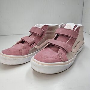 Vans Kids Pink and Beige Velcro Sneakers